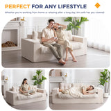 MAXYOYO 3 Seater Couch for Living Room, Boneless Couch with Tufted Cushion & Backrest, Upholstered Floor Sofa, Sofa in A Box, Beige MAXYOYO