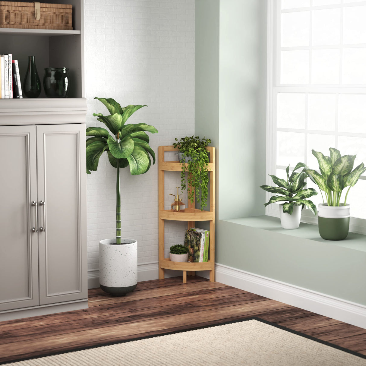 Bamboo Corner Shelf with 3 Tiers - Stylish Floor Standing Unit for Small Spaces by ClosetMaid ClosetMaid