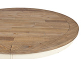 Roundhill Furniture Prato Round Two-Tone Finish Wood Dining Table, Antique White and Distressed Oak Roundhill Furniture