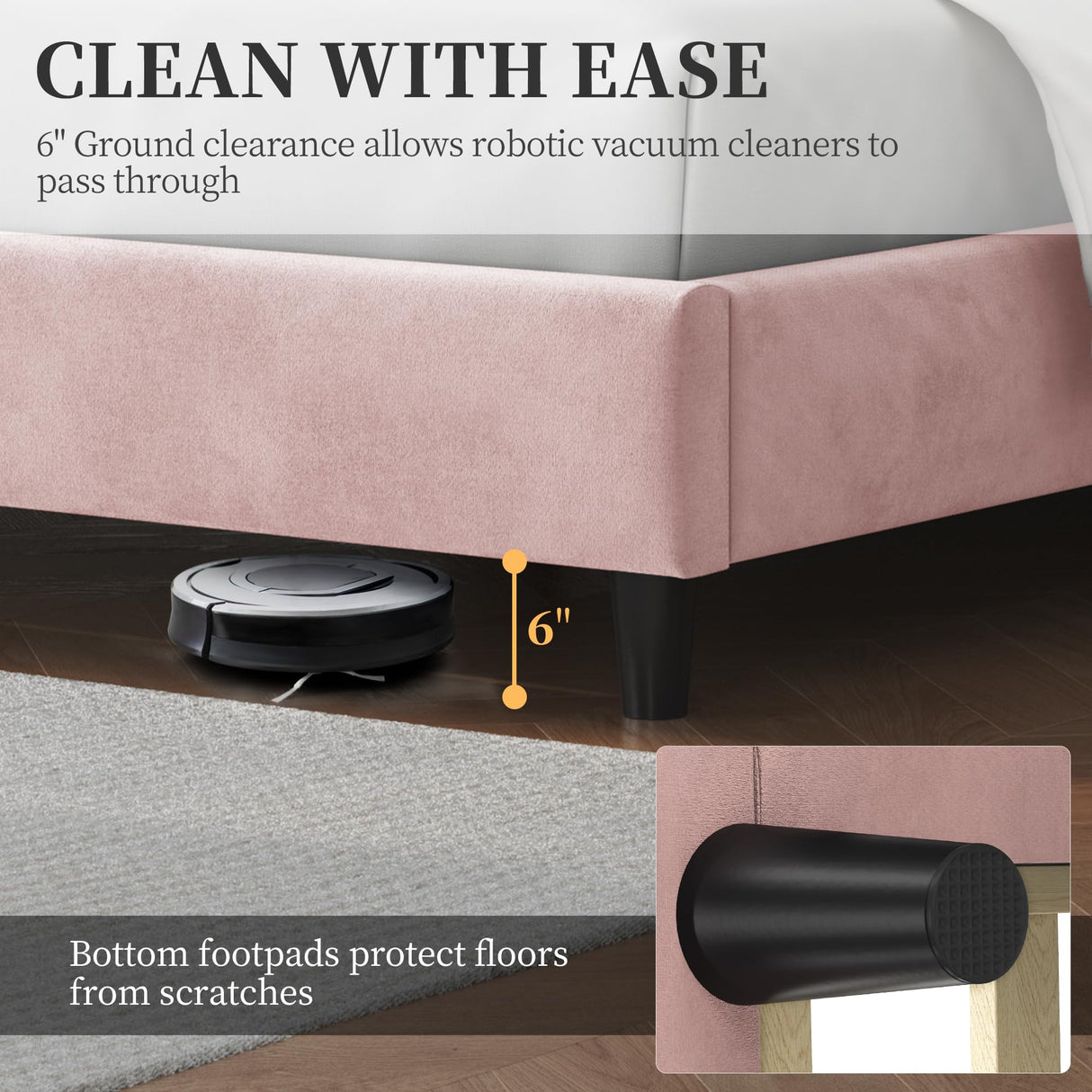 Yaheetech Queen Bed Frame Upholstered Platform Bed with Wing Side/Wooden Slat Support/Tufted Headboard with Wing Side/Mattress Foundation/No Box Spring Needed,Pink Queen Bed Yaheetech