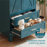 Baborokic Metal Wardrobe Cabinet with Hanging Rod, 71" Armoire Wardrobe Closet with 2 Drawers,Farmhouse Metal Clothing Storage Cabinets with Door and Adjustable Shelves for Bedroom,Laundry Room(Blue) Baborokic