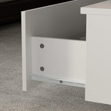 ECACAD Modern LED Coffee Table with 2 Drawers, Tempered Glass Top & Remote Control, Rectangle Coffee Center Table for Living Room & Reception Room, White 31.5”D x 55.1”W x 11.8”H ECACAD