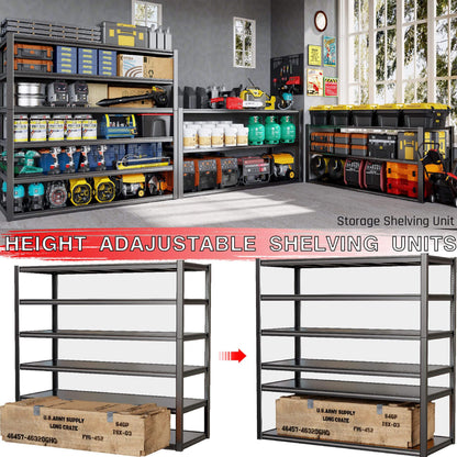 PMKES 60" Wide Heavy Duty Garage Shelving, 6 Tier Garage Storage Shelves, 3200 LBS Adjustable Industrial Shelving Unit, Commercial Metal Shelf Rack for Warehouse, Pantry, School, Shop