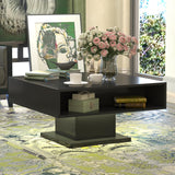 HedoAjim 30.7" Lift Top Coffee Table with Storage, Square Black Coffee Table for Living Room, Led Coffee Table with Large Hidden Storage, Wood Living Room Table Center Table for Dining Reception Room HedoAjim