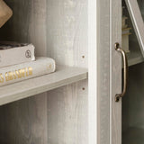 Walker Edison Wesley Modern Farmhouse Glass Door TV Stand for TVs up to 65 Inches, 58 Inch, Stone Grey, Without Fireplace Walker Edison