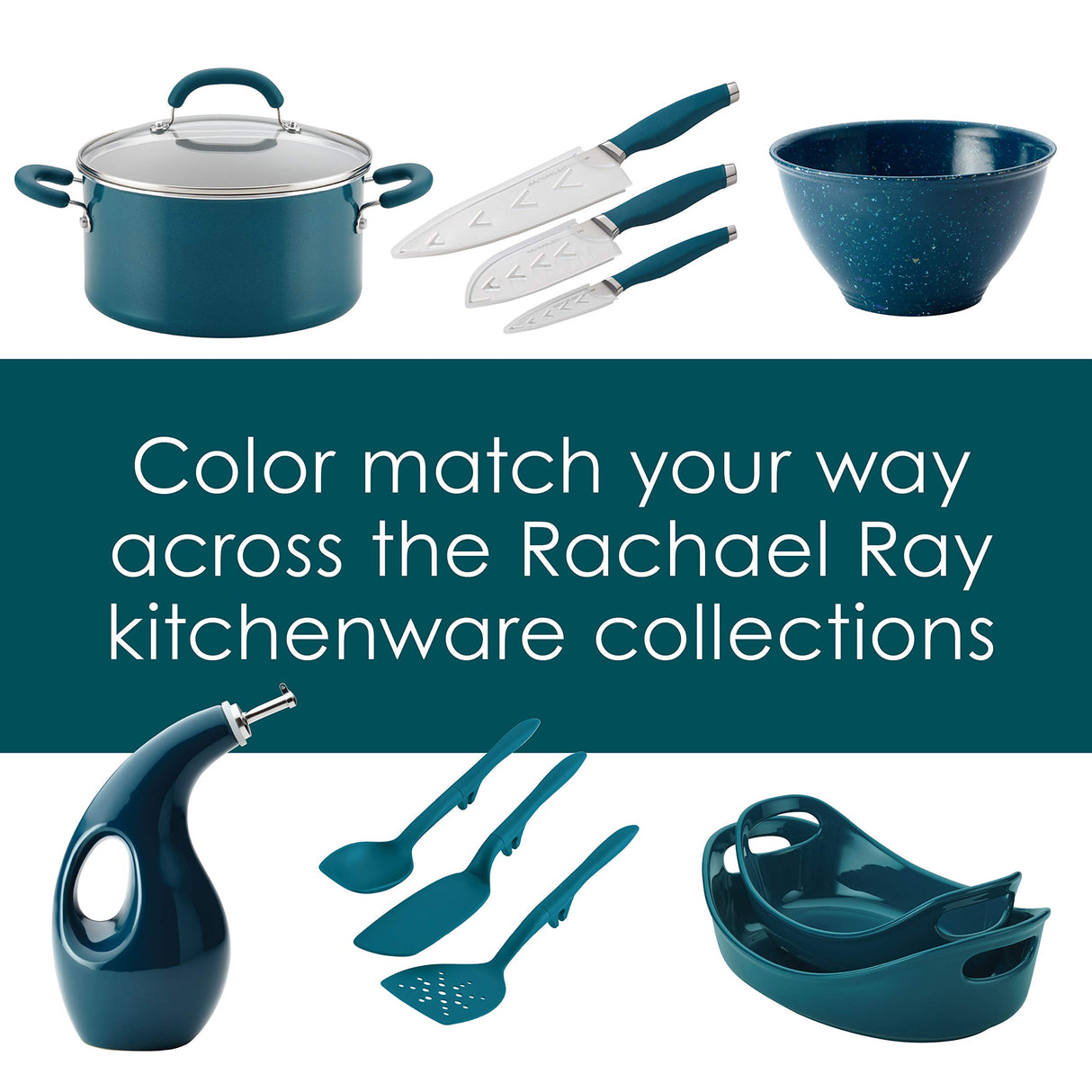 Rachael Ray Tools & Gadgets 2-Piece Nylon Turner Set, Marine Blue, 10" & 12" Spatula Set Rachael Ray