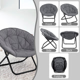 Folding Faux Fur Saucer Chair,Portable Folding Soft Moon Chair for Bedroom, Dorm Rooms, Apartments, Lounging, Garden and Courtyard, Grey Grezone
