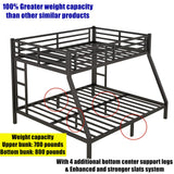 TSAMPA Latest Upgraded & Stronger Heavy Duty Black Metal Bunk Bed Frame Queen Over King Size, Thickened Safer More Stable Bunkbed King Bunk Bed (Easier to Assemble) (Queen Over King) TSAMPA