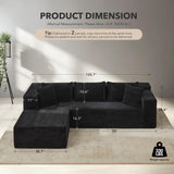 106" Cloud Sectional Couch with l-Shape Chaise,Modern Modular Sofa with Deep Seat, Upholstered Couches for Living Room Bedroom,No Assembly Required,Black GarveeHome
