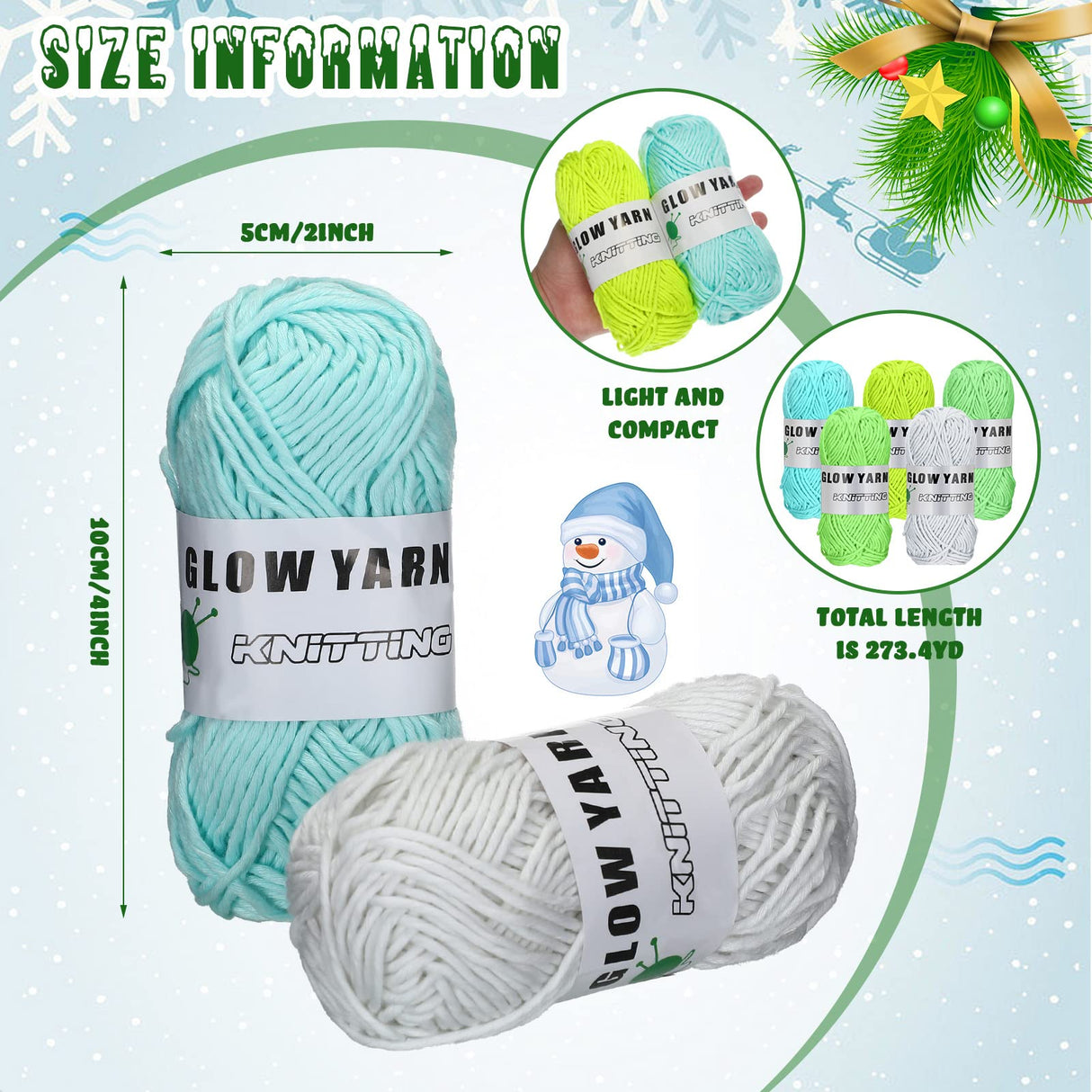 WILLBOND 5 Rolls Glow in The Dark Yarn Luminous Crochet Yarn for Crocheting DIY Knitting Glow Fingering Sewing Supplies for Arts Crafts Sewing Party Supplies, 54.7 yd Per Roll (Classic Colors) WILLBOND