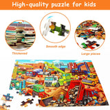 Large Piece Jigsaw Puzzles for Kids Ages 4-6 6-8 8-10 Year Old 100 Pieces Jigsaw Puzzles for Kids Construction Engineering Vehicle Puzzles Educational Toys Gift for Children Boys Girls Ages 4-10 TOCHILD