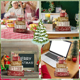 Moucuny 4 Pcs Christmas Table Decor Wooden Hot Cocoa Decoration Christmas Centerpiece Winter Tiered Tray Decor Decorative Red Hot Cocoa Block Signs Gift Farmhouse Xmas Decoration for Home Kitchen Moucuny