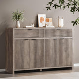 Boonatu Fluted Sideboard Buffet Cabinet with Storage Drawers, 55" Large Accent Storage Cabinet with Doors and Adjustable Shelf, Modern Farmhouse Credenza for Entryway, Kitchen, Living Room - Gray Boonatu