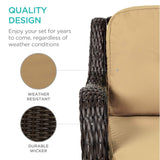 Best Choice Products 3-Piece Outdoor Wicker Patio Bistro Set w/ 2 360-Degree Swivel Rocking Chairs and Tempered Glass Top Side Table - Beige Best Choice Products