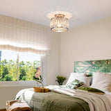 Rpzloila Crystal Ceiling Light Fixture, Modern Semi Flush Mount Ceiling Light,Crystal Chandelier for Kitchen Bedroom Bathroom Entryway Nickel Finish (Bulb not Included) Rpzloila