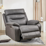 ROYALSON Dual OKIN Motor Power Recliner Chairs Swivel Rocker Recliner with One-Key Reset Button for Elderly Nursery Infinite Position, Power Headrest and USB Port,Faux Leather (Grey) ROYALSON