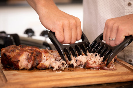 AMZ BBQ CLUB - Meat Claws Bbq Grill Accessories Set - 2 Silicone Gloves, Claws For Pulled Pork, BBQ Thermometer - Perfect Smoker Accessories Grilling Tools Gift Set For (Orange Glove-Thermometer-Claw) AMZ BBQ CLUB