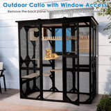 FunXplore 71.1" L Large Cat Catio Outdoor Cat Enclosure Window Acess, Walk-in Cat Cage Cat House for Multiple Indoor Outdoor Cats, Outside Patio 6 Doors Weatherproof Roof FunXplore