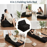 Afuson Folding Chair Bed, Futon Sofa Bed for Bedroom and Living Room, Convertible Floor Couch for Small Spaces, Black Afuson