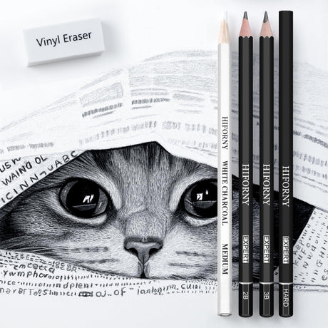 HIFORNY 42 PCS Drawing Set, Sketching Kit with Graphite & Charcoal Pencils, Blending Tools, Erasers & Accessories, Portable Zippered Travel Case for Artists & Beginners HIFORNY