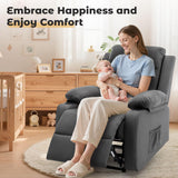 Korser Recliner Chair, Small Recliners for Small Spaces, Manual Recliner with Cup Holders and Side Pockets, Reclining Chair, Chairs for Living Room, Bedroom, Nursery, Darkgrey Korser