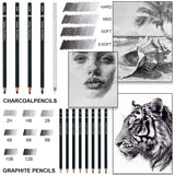 Charcoal Pencils for Drawing, Set of 22, Professional Drawing Sketch Pencils, Art Supplies for Sketching, Shading, Artist Charcoal Supplies for Beginners & Pro Artists. Aenir