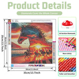Horse Diamond Painting Kits for Adults, Diamond Art Kits for Adults, DIY 5D Diamond Painting Kits for Beginners Home Wall Decor 14x14inch Mandun