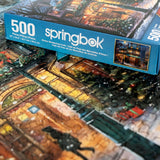 Springbok's Winter Wonderland Cafe 500 Piece Jigsaw Puzzle is a Picturesque Holiday Scene of a Cosy Cafe in The City Springbok