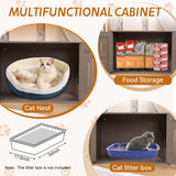 IdealHouse Cat Tree with Litter Box Enclosure, Litterbox Cat Tree for Indoor Cats with Large Platform, All-in-One Cat Furniture with Flush Nest，Space Capsule and Sisal Rope for Living Room, Grey IDEALHOUSE