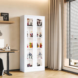 Yizosh Display Cabinet with Glass Doors, 5-Tier Curio Cabinet with 4 Adjustable Shelves, 67" Display Case for Home, Living Room, Assemble Required (White) Yizosh