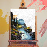 xackcme Mountain Paint by Numbers for Adults - Scenery Paint by Number on Canvas Without Frame, DIY Oil Painting for Gift Home Wall Decor (16x20 inch) xackcme