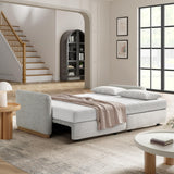 Serta Vail 86" Convertible Sleeper Sofa, Queen Size, Wall-Hugging Dreamglide Mechanism, Dreamcoil Comfort, Boucle Fabric, Ivory Serta