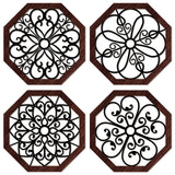 4 Pieces Thicken Rustic Wall Decor Modern Farmhouse Wall Art Decor Wooden Hollow Carved Design Rustic Wall Art for Living Room Bedroom Hallway Decor Office Kitchen Wall Decoration (Vivid Style) Yulejo