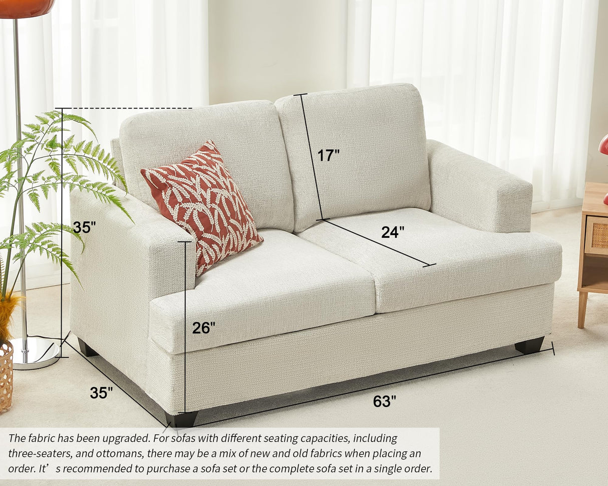 VanAcc Sofa, Comfy Sofa Couch with Extra Deep Seats, Modern Sofa- Loveseat, Couch for Living Room Apartment Lounge, Beige Chenille VanAcc