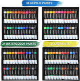 196Pcs Deluxe Artist Painting Set with French Easel, 48 Colors Acrylic & Oil Paints, 24 Colors Watercolor Paints, Art Paint Supplies for Artists, Beginner & Adults Senmink