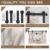 COGOOD Farmhouse Barn Door Mirror - 37" x 26" Rustic Wood Framed Mirror Wall Decor for Dining Room, Bathroom, Living Room, Bedroom Decorative, Rustic White COGOOD