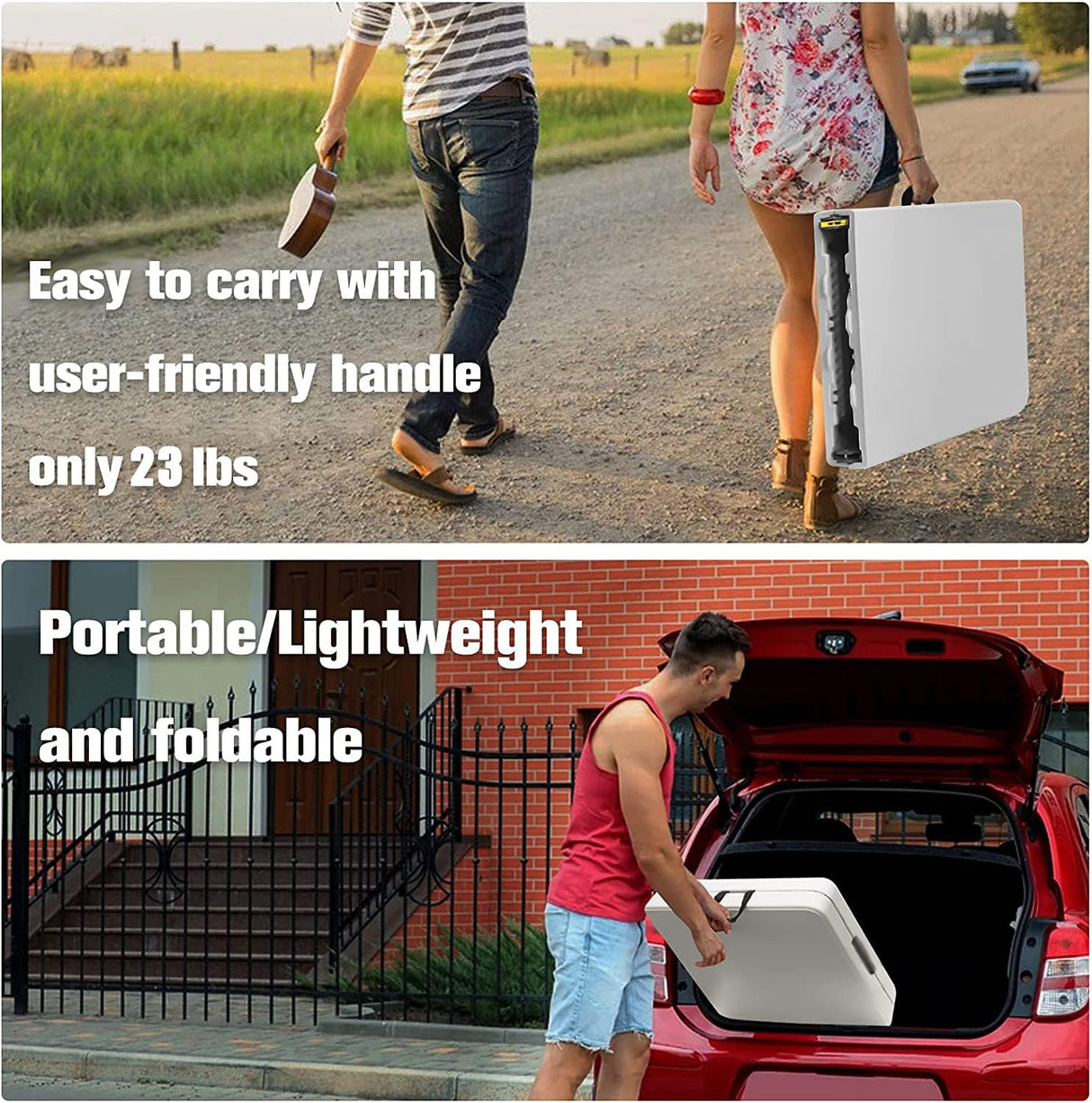 Byliable Folding Table 6ft Portable Heavy Duty Plastic Fold-in-Half Utility Foldable Table Plastic Dining Table Indoor Outdoor for Camping, Picnic and Party, White Byliable