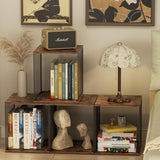 Dmevkic 2 Cube Organizer Book Shelfs DIY Variable Stackable Cube Storage Organizer for Kid Bedroom,Living Room,Small Bookshelf Black Brown Wooden Dmevkic