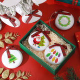 PullCrease 30 Pieces Blank Christmas Ornaments for Crafting, Sublimation Flat Ornaments DIY Matte White Ornaments Buffalo Plaid Bows Hanging Christmas Tree Balls for DIY Crafts (Silver Rope) PullCrease