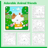 Cute & Cozy Coloring Book, 50 Sheets Warm Scenes with 600+ Stickers, Cute Animals- Themed Pages Stress Relief for Adults & Teens Relaxation, Comfy Day, Cozy Hygge Moment (8.3” x 8.3”) Gethelud