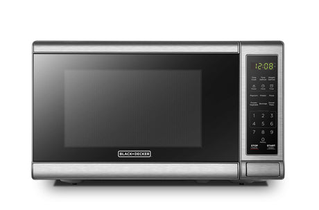 BLACK+DECKER EM720CB7 Digital Microwave Oven with Turntable Push-Button Door, Child Safety Lock, 700W, Stainless Steel, 0.7 Cu.ft BLACK+DECKER
