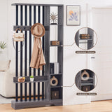 Room Divider with Shelves, Wall Room Divider Bookshelf, Freestanding Wood Privacy Screen with Storage Cabinet, Coat Rack, Display Shelf for Living Room Separation, Home Office Decorative SAHISTCT