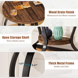 Tribesigns Half-Round End Table Set of 2, 2-Tier Wooden Half Moon Side Table Semi Circle Accent Table Bedside Table with Thicken Tabletop for Living Room, Bedroom(Rustic Brown) Tribesigns