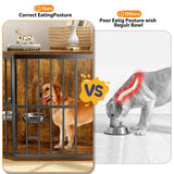 APRILSOUL 53 inch Furniture Dog Crate Corner, Dog Kennel Corner Wooden End Table with Bowl, Indoor Pet Crates Corner Side Table for Dogs, Wide Top Perfect for Limited Room APRILSOUL