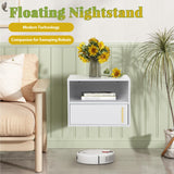 JAXPETY Wall Floating Nightstand Set of 2 Modern Side Table Wall Mounted Shelf with Cabinet Storage for Living Room, Bedroom, Dorm, White JAXPETY