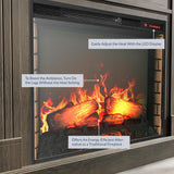 BELLEZE Modern 70" Electric Fireplace Heater Mantel TV Stand & Media Entertainment Center for TVs up to 68" with Energy-Efficient Heater with Sound and Side Book Shelves - Lenore (Grey) BELLEZE