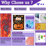 bleihum Pumpkin Diamond Art Kits for Adults- 5D Diamond Painting Kits for Adults, Halloween Gem Painting Kit for Home Wall Decor Gifts(12x16inch) bleihum