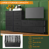 DUMOS Dresser for Bedroom 4 Storage, Tall Fabric Closet Chests Organizer Tower Furniture with Wooden Top Metal Frame for Clothes, Kids, Living Room, Hallway, Entryway, 4-Drawer, Black DUMOS