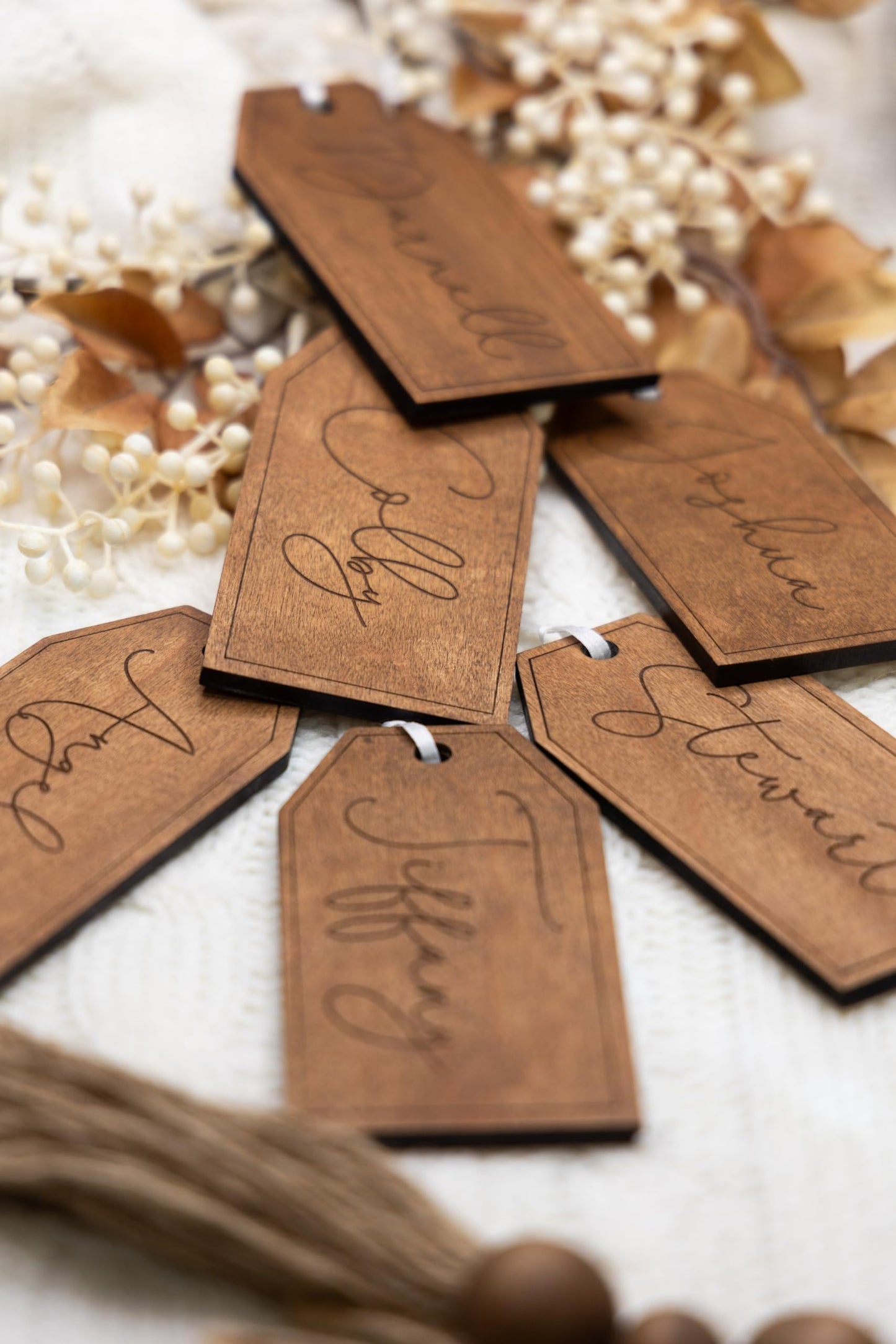 Engraved Christmas Stocking Tags | Stocking Name Tags | Personalized Stocking Tags | Family Stockings | Name Tags Wooden | Stocking Gift Tag - WoodArtSupply