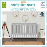 Dream On Me Arlo 5-in-1 Convertible Crib in Pebble Grey, JPMA Certified, 3 Mattress Height Settings, Non-Toxic Finish, Made of Sustainable and Sturdy Pinewood Dream On Me